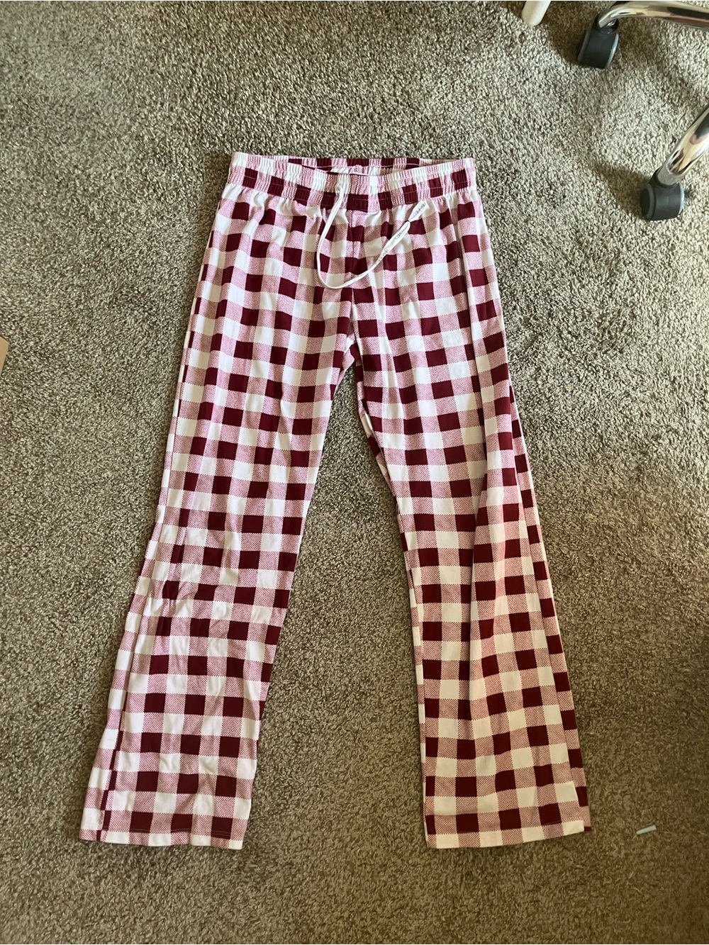 Calvin Klein Kids Burgundy and White Check Joggers